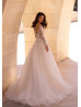Beaded Ivory Lace Tulle Wedding Dress With Horsehair Trim